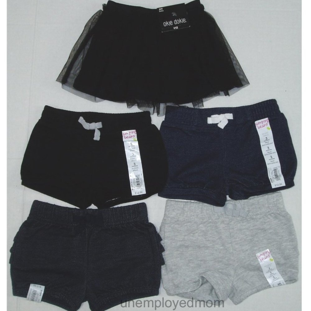 3M Lot Baby Girls 5 pc Skort Shorts Diaper Cover